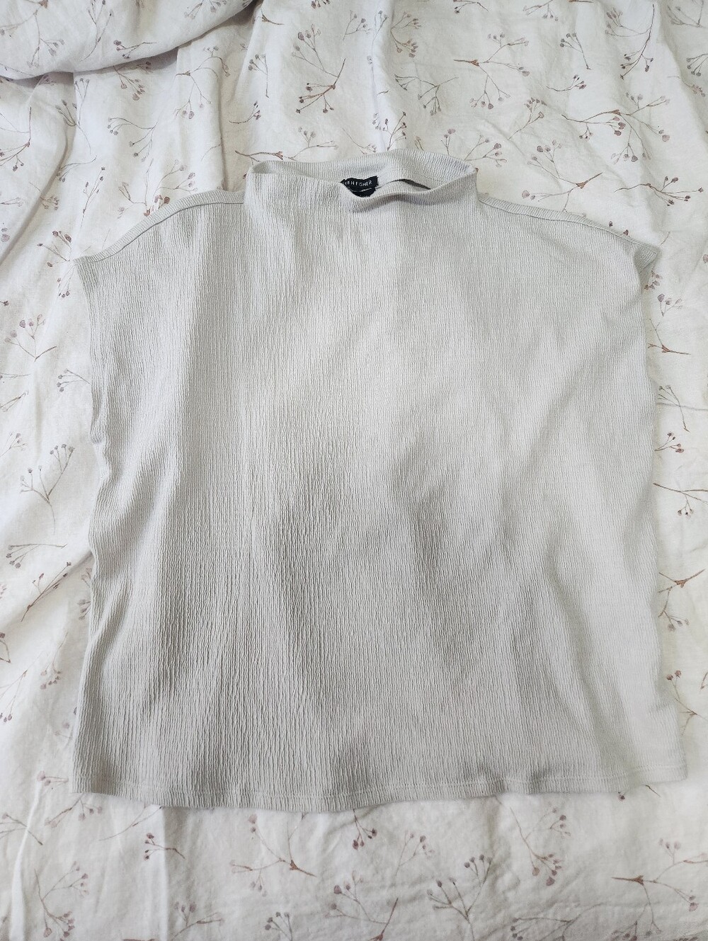 eileen fisher gray mock neck cotton tank medium